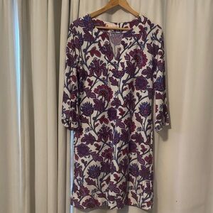 Jude Connally Long Sleeve Dress - Purple/and Red Floral with slit sleeves.   Sup